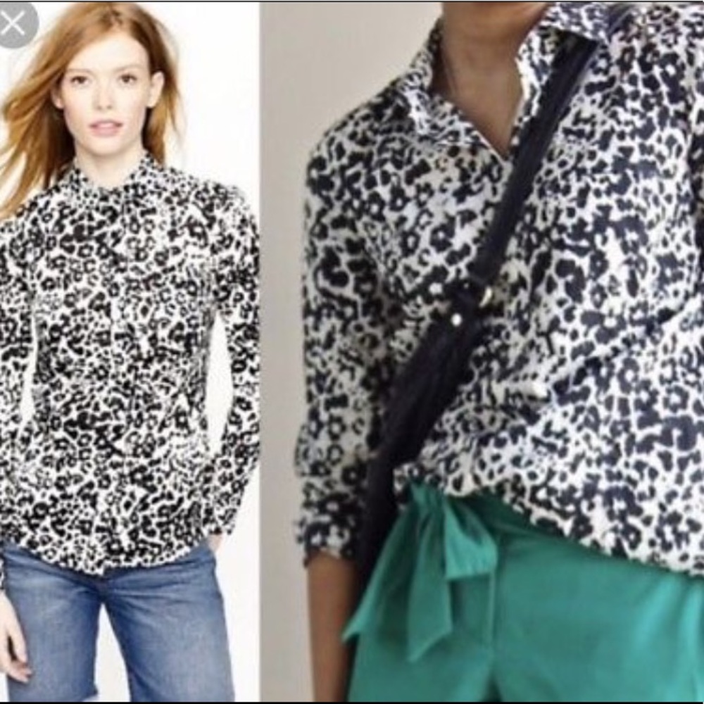 Jcrew button down shirt in snow cat size 0